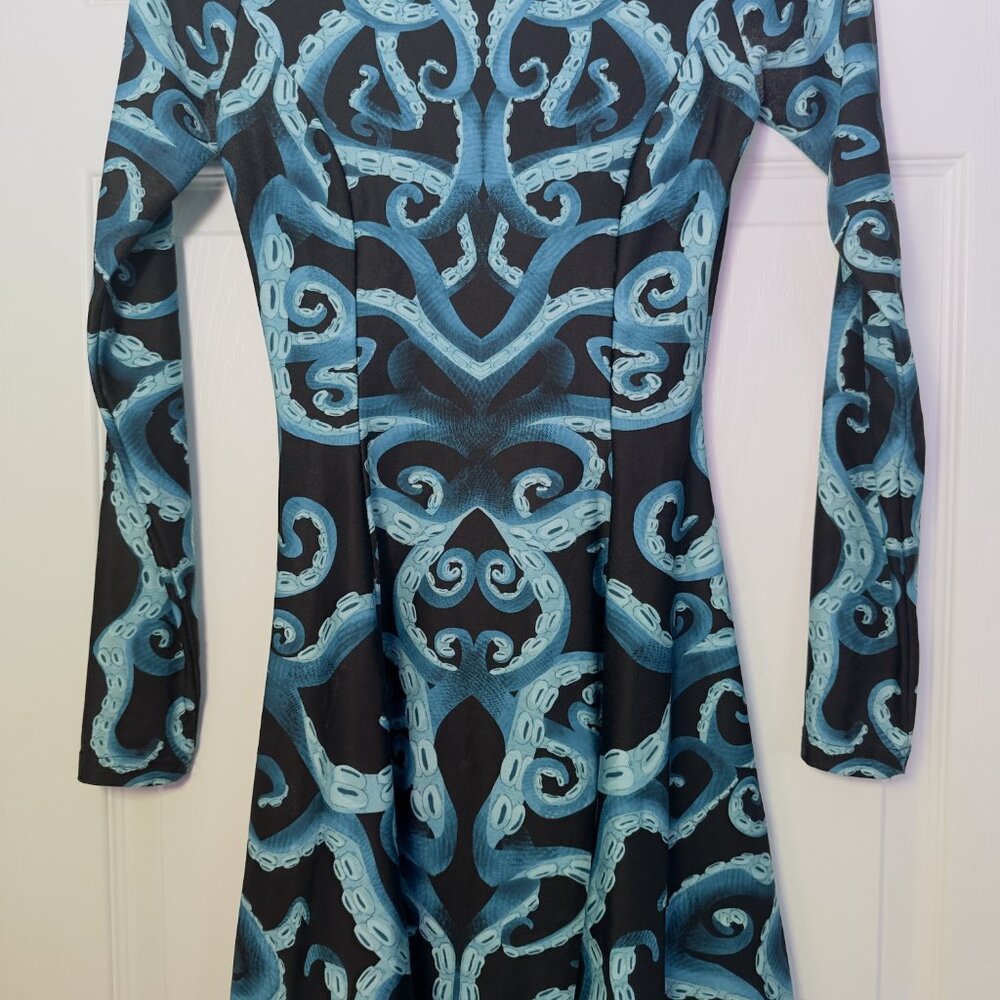 HUG OF CTHULHU LONG SLEEVE EVIL MINI SKATER DRESS - Picture 5 of 6